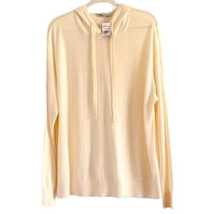 Cashmere Blend Light Cream Hooded Sweater XL